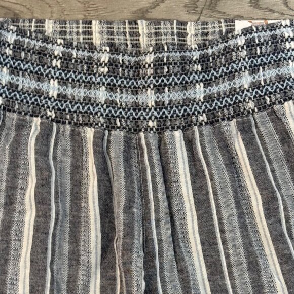 Rewash Smoked Wide Leg Pants Size L Linen Blend Pull On Striped Summer Beach - Picture 4 of 16